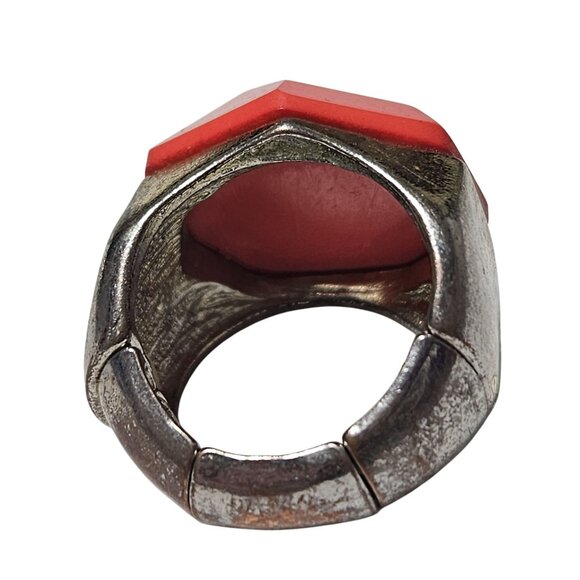 Bold Geometric Faceted Red Statement Ring Stretch Band Fashion Jewelry Women - Picture 5 of 6